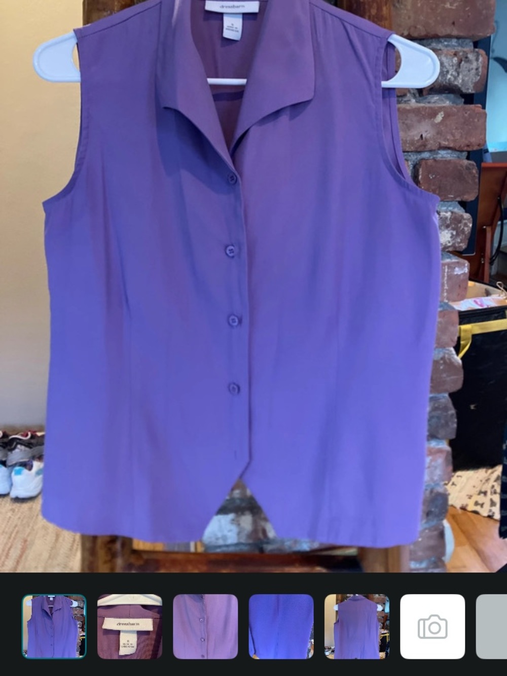 Dressbarn Lilac Sleeveless Button Down Blouse Size Small